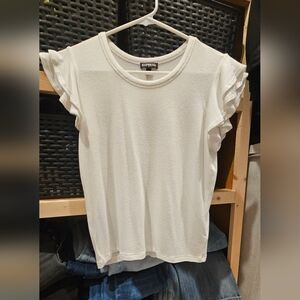 White Ruffle Sleeve Top